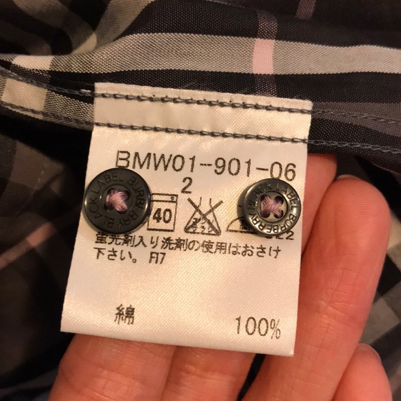 Authentic Burberry Dark Gray, pink plaid Shirt - Picture 8 of 8